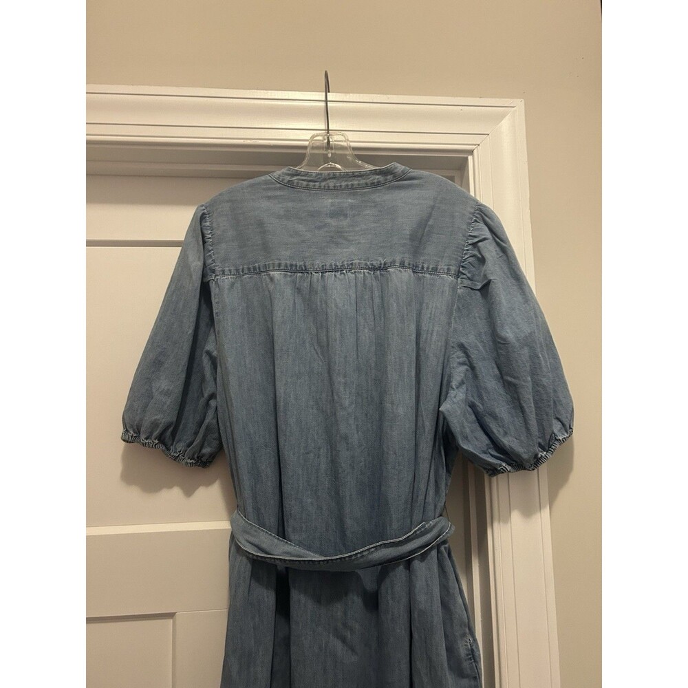 NWT $79 GAP Puff-Sleeve Denim Shirt Dress in Light Wash Blue Women’s XXL Tall - Picture 10 of 12